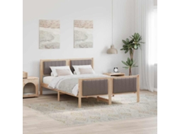 Vidaxl Estrutura Da Cama Com Cabeceira Marrom E Taupe 135 X 190 Cm