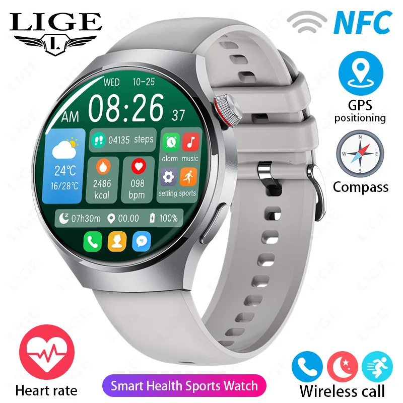 Smartwatch (cinza Silicone) Com Chamadas Bluetooth, Monitoramento De Saúde, Esportes Ao Ar Livre E Resistência À Água.