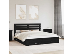 Vidaxl Estrutura Da Cama Com Gaveta Carvalho Preto 180 X 200 Cm