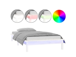 Estrutura Cama MAISON EXCLUSIVE com Led Solteiro em Madeira Maciça Branco (75x190 cm)