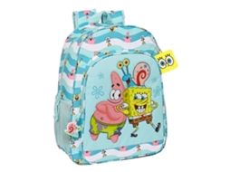 Mochila Escolar SPONGEBOB Stay Positive Azul Branco 33 x 42 x 14 cm
