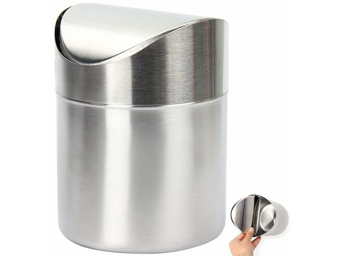 Lixeira de Mesa Mini AÇO INOXIDÁVEL Sem Tampa para Mesa de Jantar Escritório e Maquiagem | S/MARCA