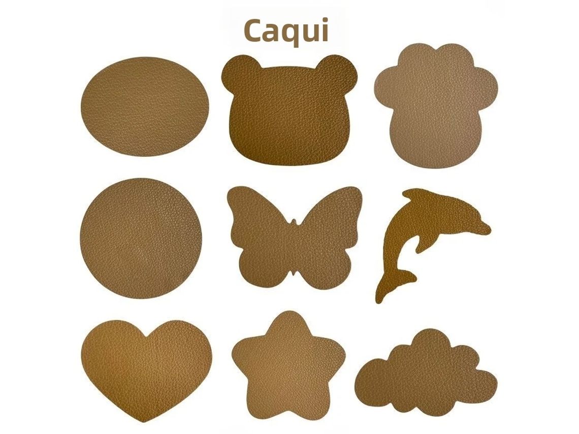 Remendos de Couro Autoadesivos, em Couro Genuíno com Estampa para Roupas, para Reparo de Furos em Couro, À Prova D'água. MDUG (cáqui, 9 Unidades)