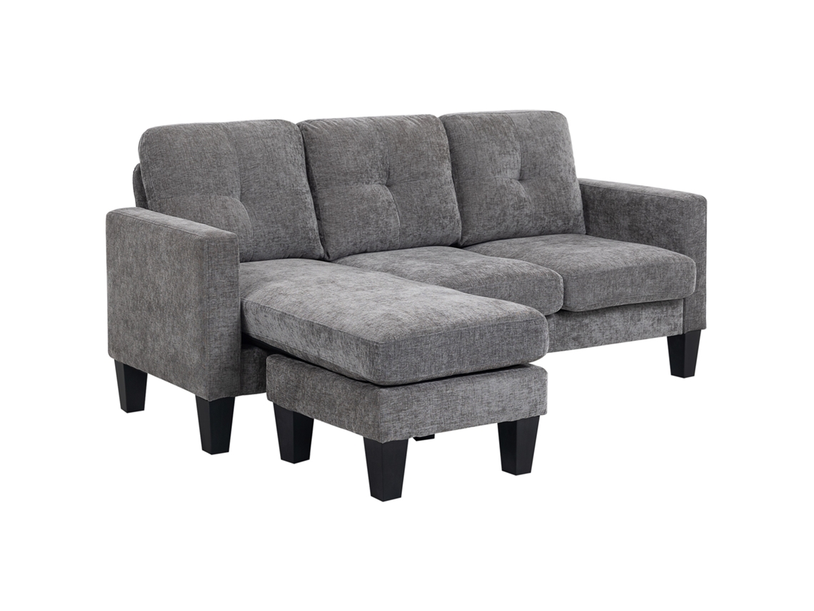 Sofá Em Forma De L Poliéster Cor Cinza Escuro/cinza De Carvão 186x130x84 Cm Homcom