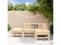 Conjunto Lounge 4 Pcs Jardim Madeira De Pinus Maciço Dkd Home Decor