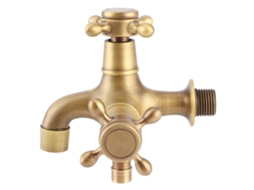 Torneira Cobre Fria Única Com Rosca G1/2 Pol. Banheiro Máquina De Lavar Pia Piscina Água Dourada Retrô