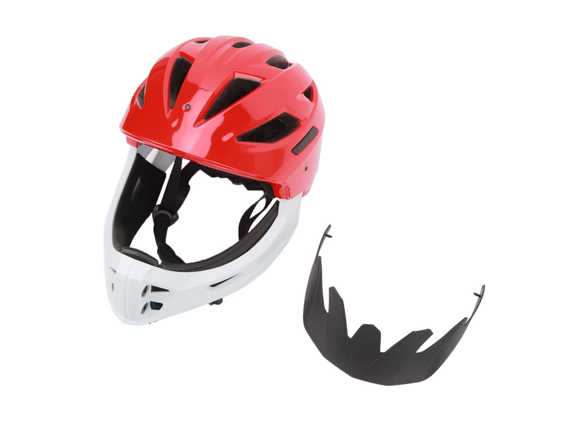 Casco de Ciclismo Infantil Ajustável Respirable Full Face Desmontável Vermelho