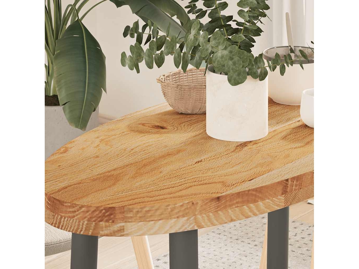 Vidaxl Tampo De Mesa 80x40x4 Cm Carvalho Maciça Oval Castanho-claro