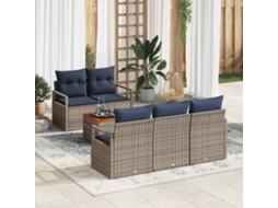 Vidaxl Conjunto De Sofá De Jardim 6 Unid. Cinzeto Vime Pe