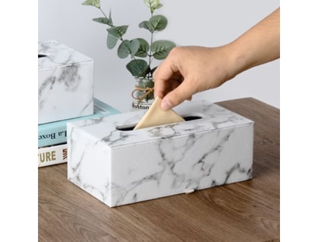 Caixa De Lenços Retangular De Mármore Com Tampa Para Armazenamento Doméstico Qjh (grande, Branca)