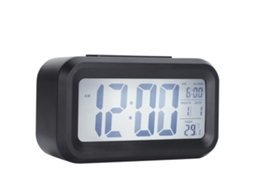 Reloj Eletrônico Lcd Pantalla Grande Silencioso Smart Con Tiempo Y Temperatura Ghy‑501 Negro