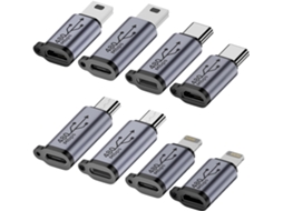 Adaptador Usb C Para Micro Usb, Conversor Tipo C/micro Usb Fêmea Para Lightning Macho, Cabo De Extensão Micro Usb Para Usb C Brilvibera (pacote Com 8)