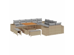 Maison Exclusive - Conjunto De Sofá Jardim 13 Pcs Bege E Cinza Claro Vime Pe