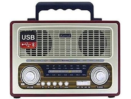 Rádio estéreo com leitor USB Bluetooth e cartões de memória Sd/Tf Design retrô cor de madeira 27 x 19 x 12,5 cm KEM