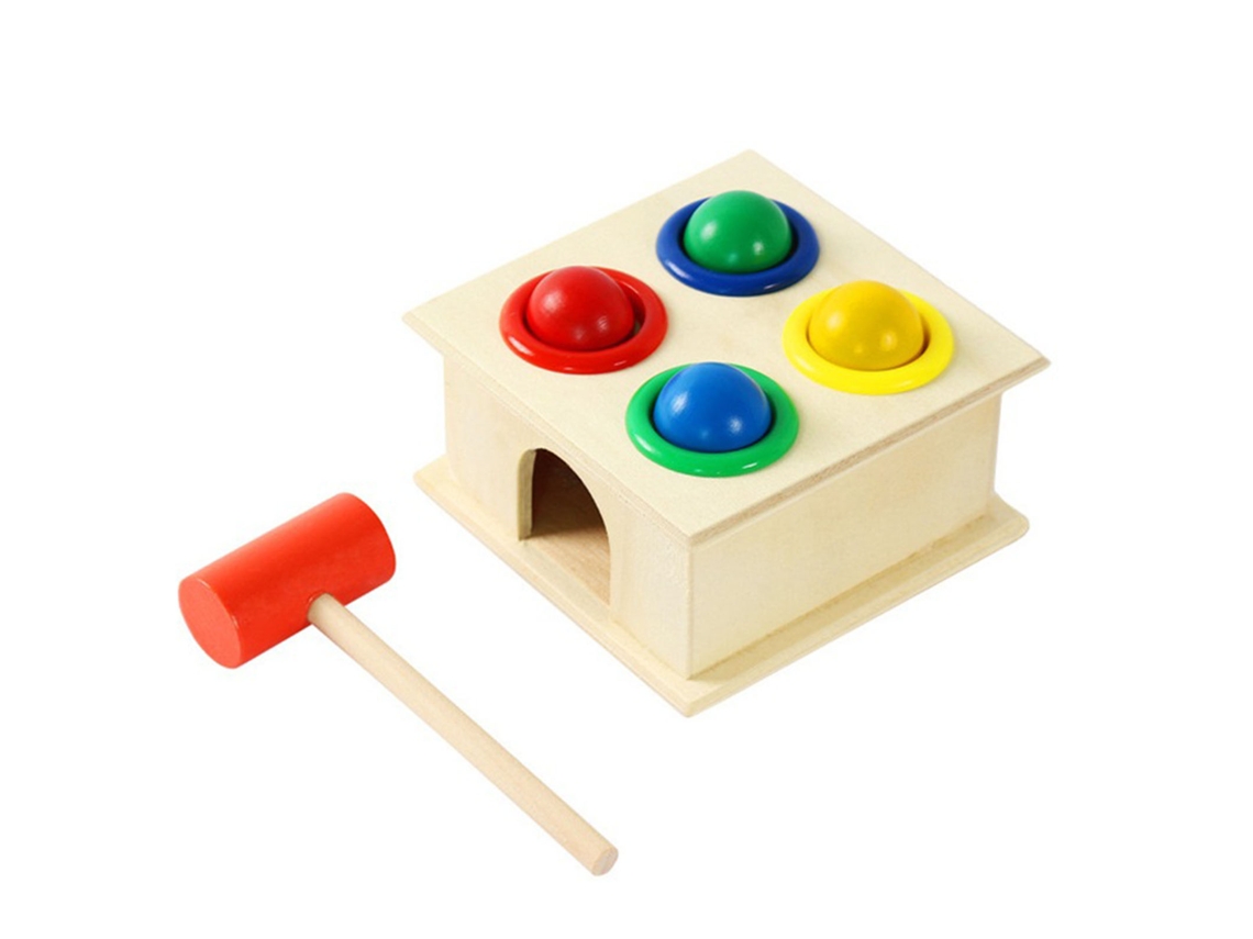 Primerox brinquedo de Martelo com Bolas de Madeira Educativo para Bebês Desenvolvimento Coordenação Olho mão