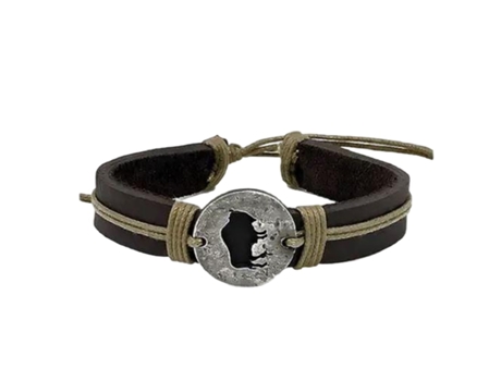 Pulseira ANJU Touro (Couro - Preto - Ajustável)