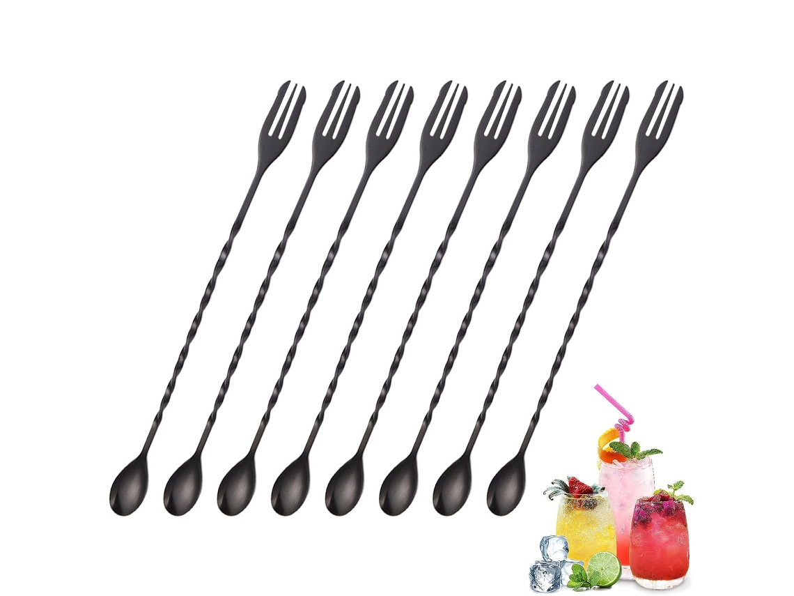 Conjunto De Colher E Garfo Em Aço Inox Multicolorido 26x2 Cm