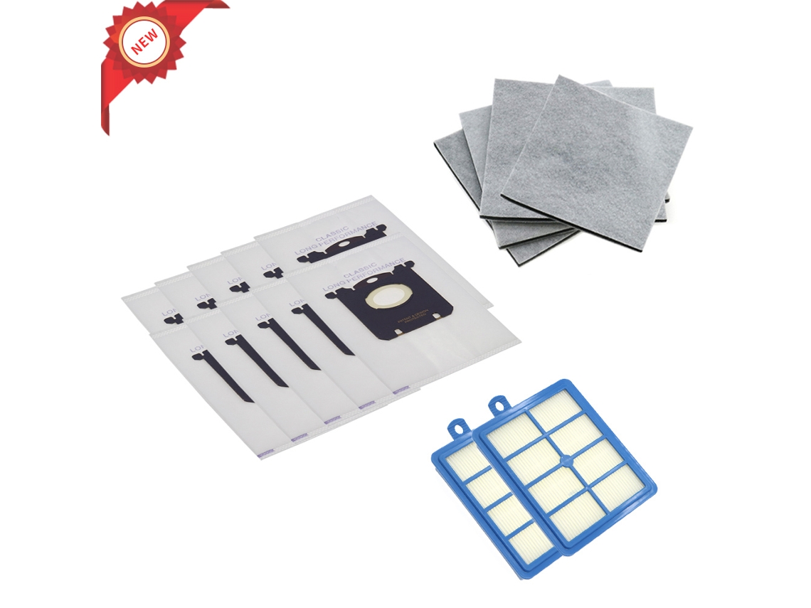 10 peças sacos de pó para s-bag e 2 peças filtro hepa4 peças filtro de algodão do motor para philips electrolux fc9064 fc9104 fc9050 fc9056