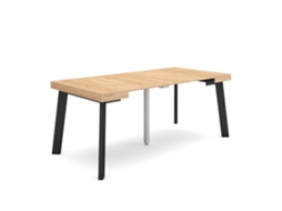 Mesa Consola Extensível, 180x90x73cm, Para 8 Pessoas, Pés De Madeira, Carvalho