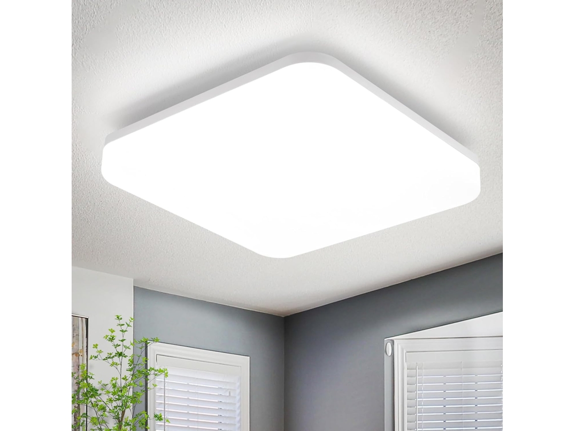 Nettlife Candeeiro De Teto Led 22 Cm Quadrada Para Casa De Banho Ip54 18 W Branca 5000 K, Para Sala, Quarto, Corredor E Cozinha, Uso Diário