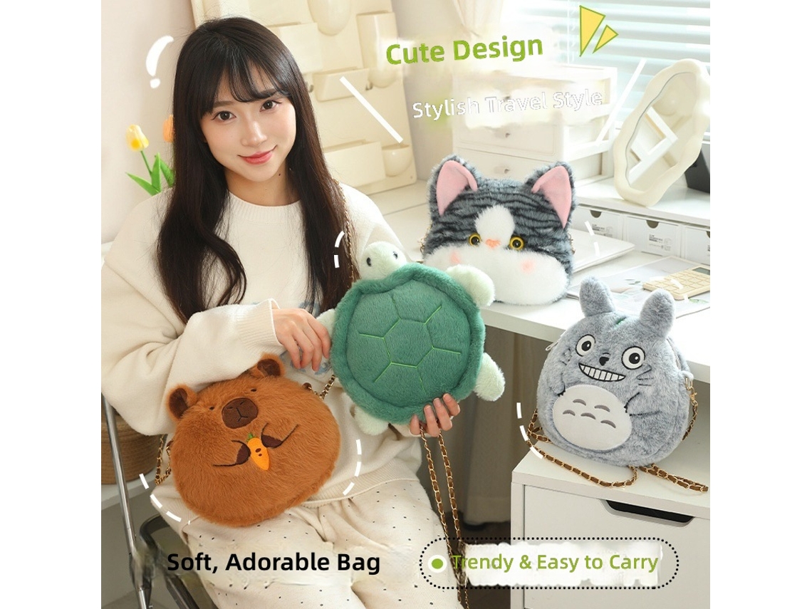 Bolsa Transversal de Pelúcia Gato Bobo Presente para Meninas, Estilo Fashion para Sair CHABERLU