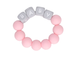 Mali pulseira de Silicone para Bebê com Letras Coloridas Anel de Dentição Rosa Seguro Leve
