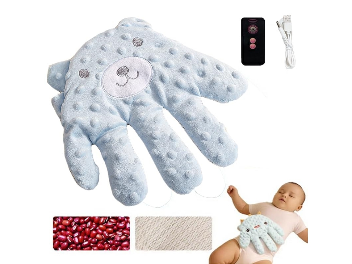 Boneca Calmante Para Bebé Com Tapinhas Automáticos, Função Anti-susto E Toque Macio, Urso Azul Elysve
