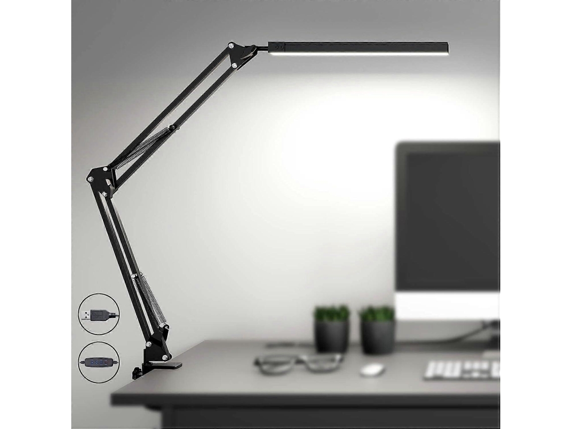 Rebe lâmpada de Escritório Led Potente com Clip Luz Led Segura para os Olhos 3 Modos de Iluminação X 10 Níveis de Brilho Preto