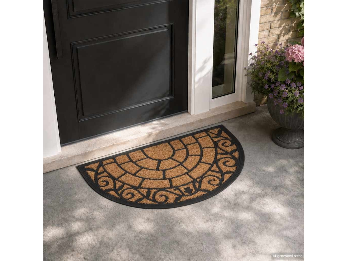 Vidaxl Tapete De Porta Semicircular 45x75 Cm Borracha E Fibra De Coco