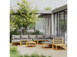 Vidaxl 12 Pcs Conjunto Lounge De Jardim Com Almofadões Acácia Maciça