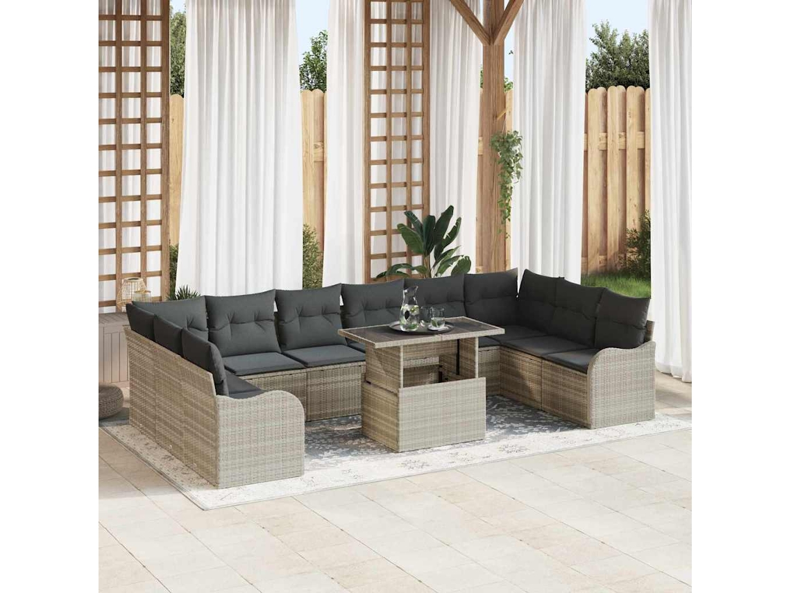 Vidaxl Conjunto De Sofá De Jardim 11 Unid. Cinzento-claro