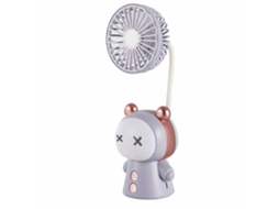Ventilador de Mesa Coelho Fofo Usb Recarregável com Luz Noturna Azul