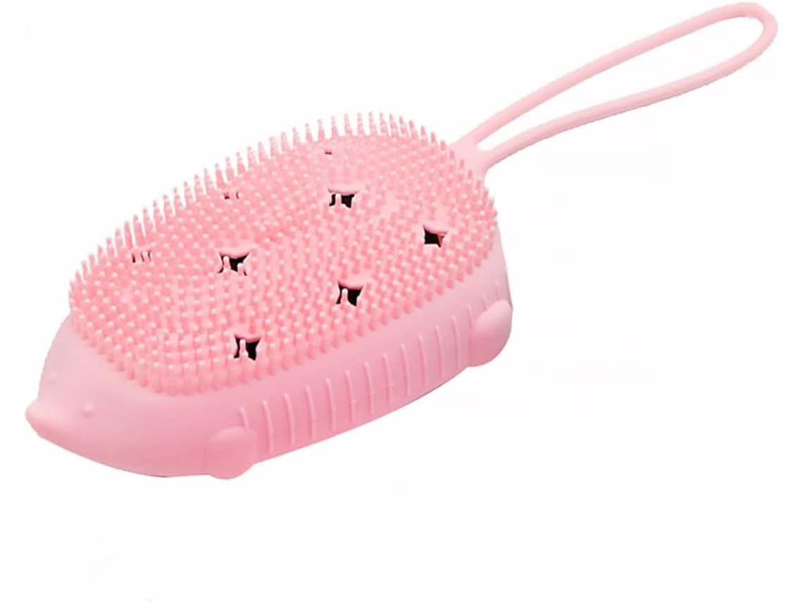 Escova De Banho Dupla Face Rosa Em Silicone Para Massagem E Esfoliação Corporal, Ideal Para Bebês E Adolescentes, Com