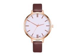 Relógio de Pulso Feminino de Quartzo com Pulseira Pu Mostrador Redondo Moda Casual (café)