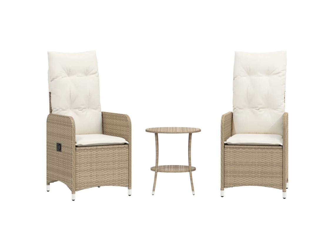 Maison Exclusive - Cadeiras De Jardim Reclináveis 2 Pcs Com Mesa Vime Pe Bege