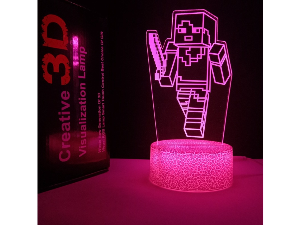 Minecraft 1 Crack Night Light, presente criativo, decoração de sala de jogos, toque colorido, S Slowmoose