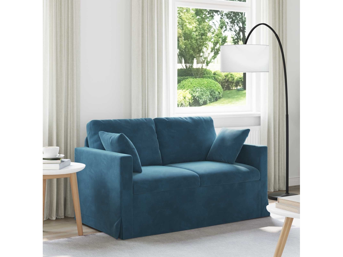 Vidaxl Sofá Azul 138 X 78 X 80 Cm Veludo
