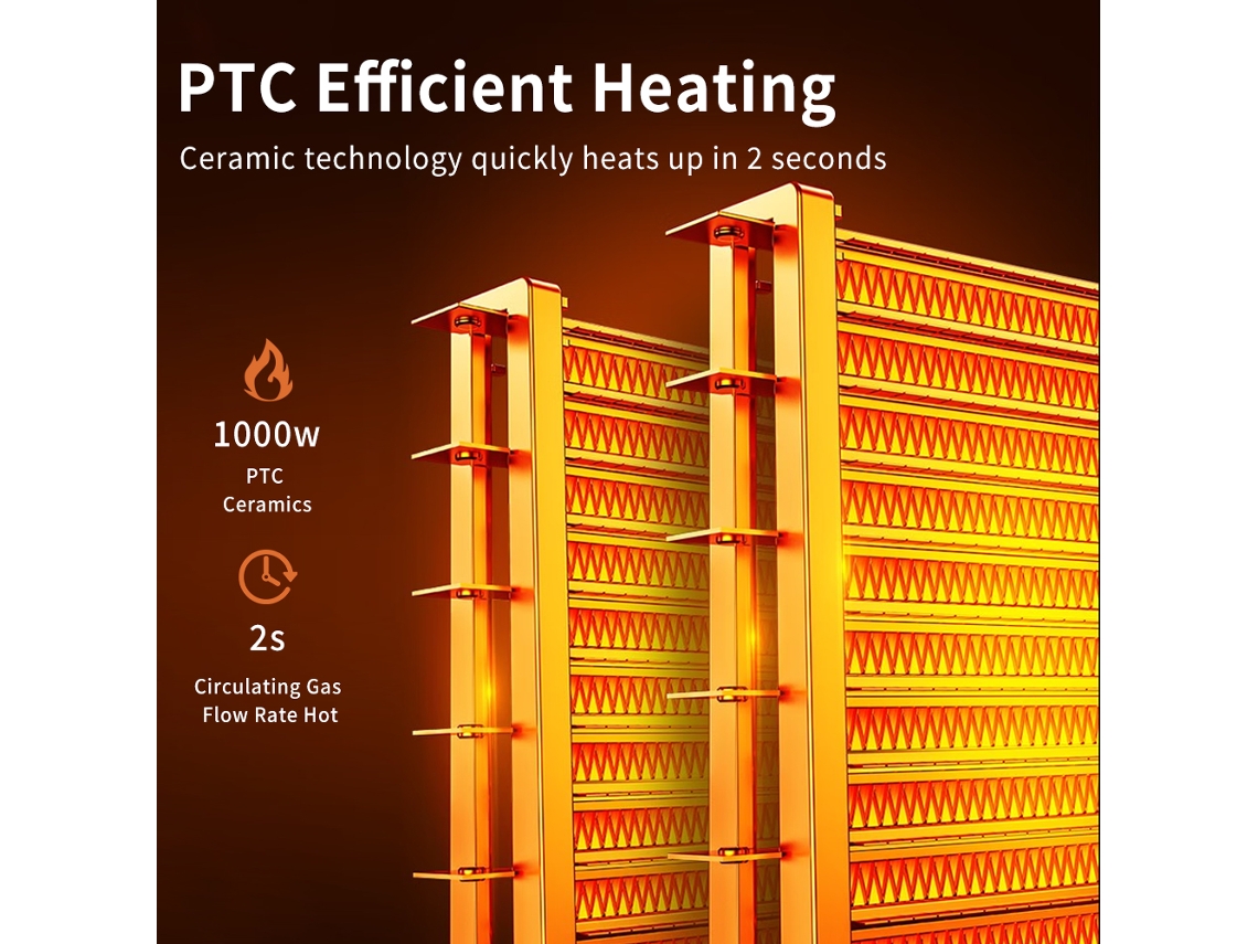 Um Aquecedor De Espaço De Mesa (com Oscilação De 90° E Tecnologia De Aquecimento Cerâmico Ptc)