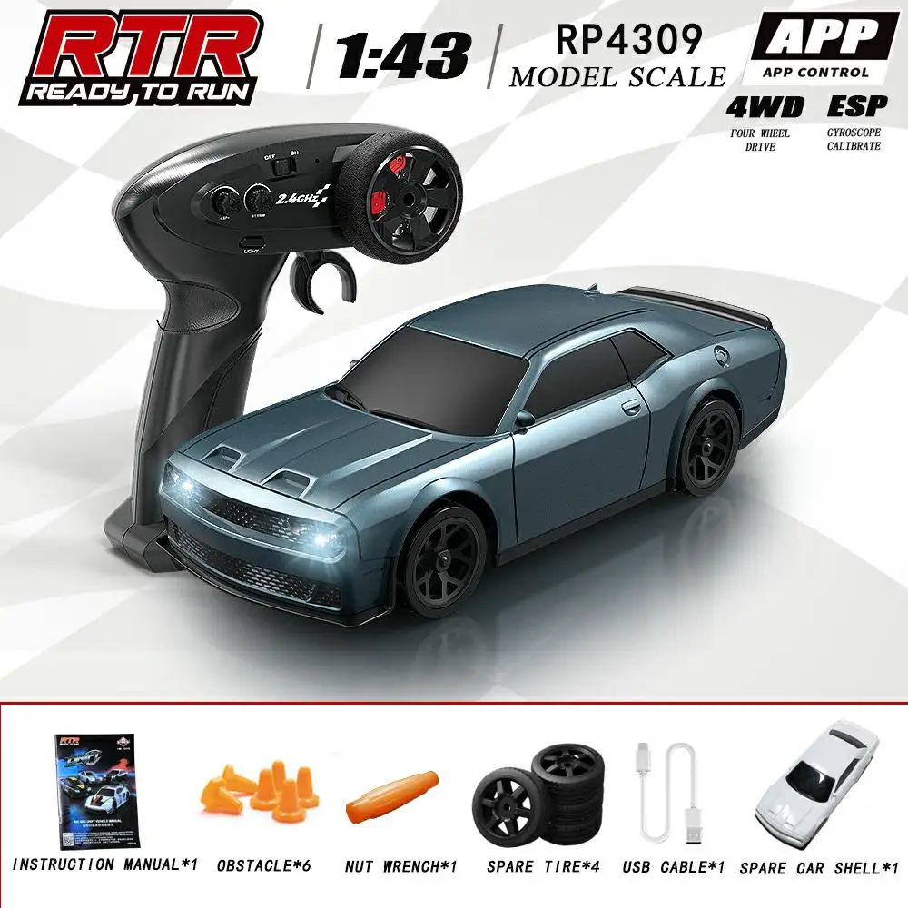 Carro de Drift Controlado Remotamente, Tração nas Quatro Rodas 2.4g, Estabilização por Giroscópio Esp, Controle Totalmente Proporcional. MDUG