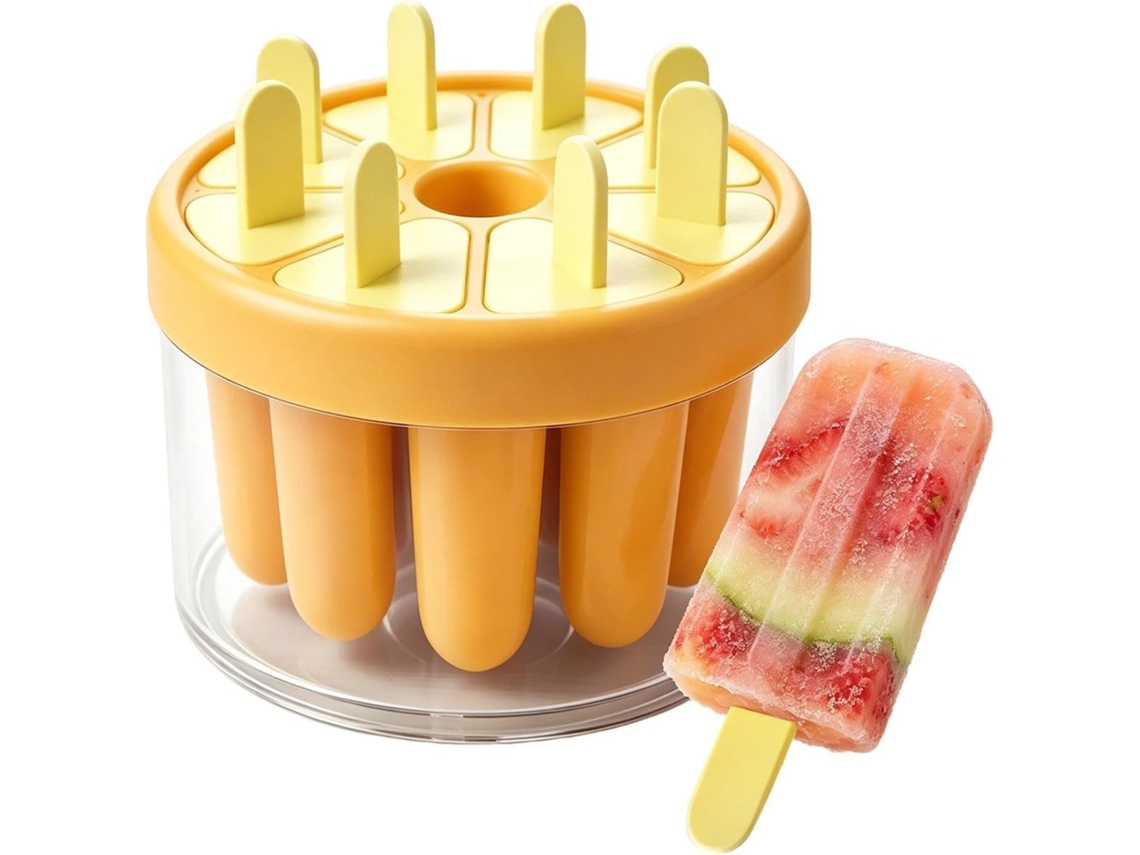 Conjunto De Moldes Reutilizáveis Para Picolé Com 8 Cavidades Lanches