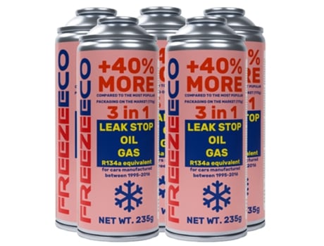 5x R134a 3 Em 1 Kit De Substituição De Refrigerante Para Ar Condicionado Com Óleo E Vedante Freezeeco