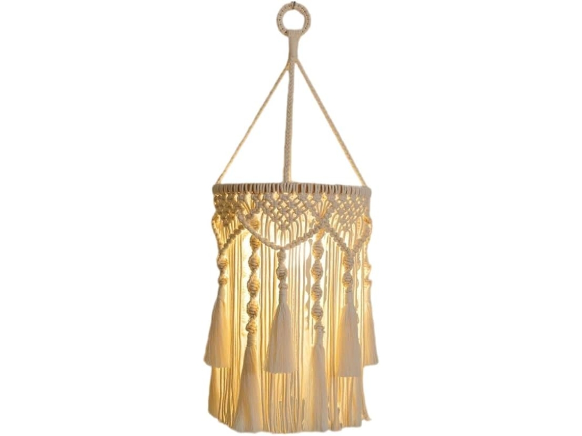 Abajur Boho, Luminária Pendente Boho, Abajur Pendente Com Abajur De Macramê Feito À Mão, Luminária P Gokoco