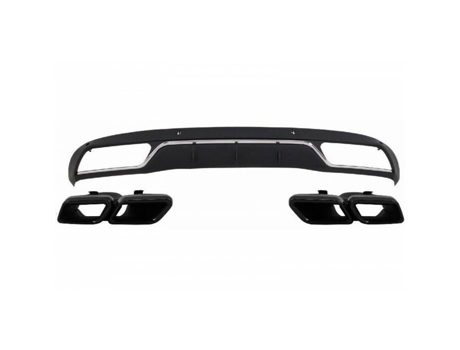 Difusor Traseiro Mercedes C W205 S205 Preto Abs Pontas Em Inox 304 Amg