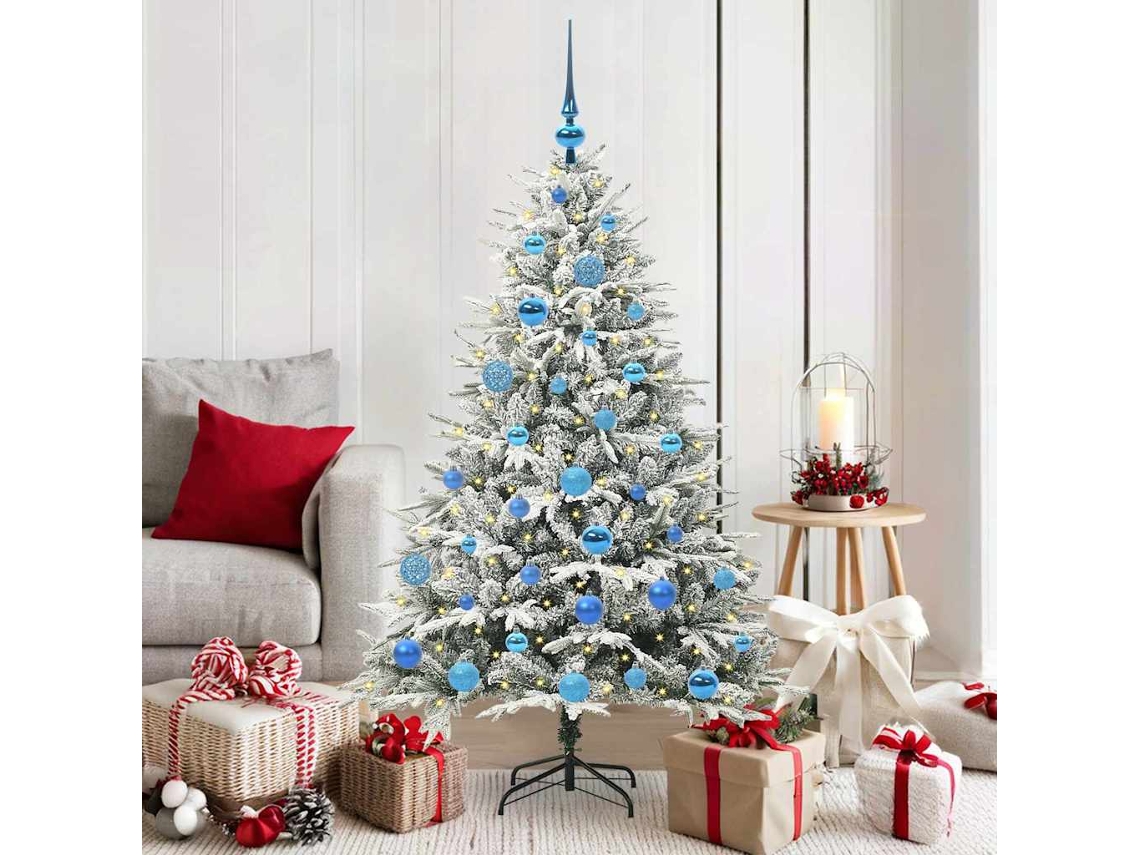 Vidaxl Árvore De Natal Artificial Pré-iluminada Com Conjunto De Bolas