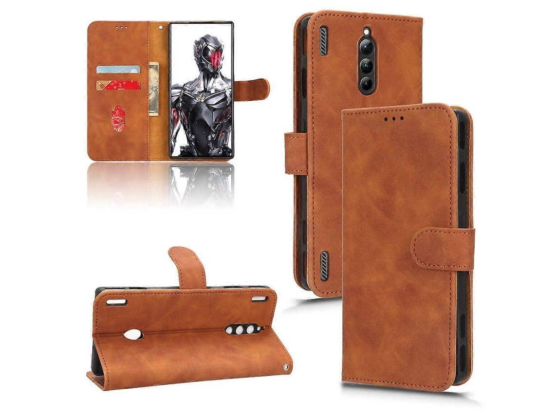Capa De Couro Com Flip Magnético Para Zte Nubia Red Magic 8 Pro 5g Com Sensação De Pele