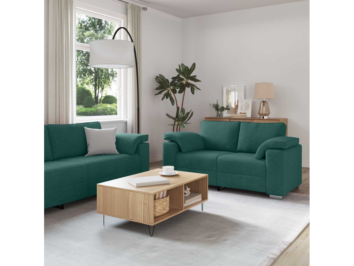 Vidaxl Sofá 3 Pcs Verde Escuro 219 X 80 X 82 Cm