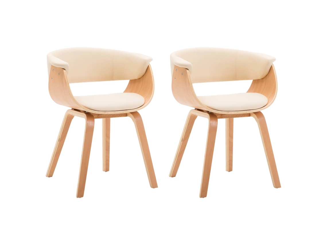 Cadeiras de Jantar MAISON EXCLUSIVE 2 Pcs Madeira Curvada com Couro Artificial Creme