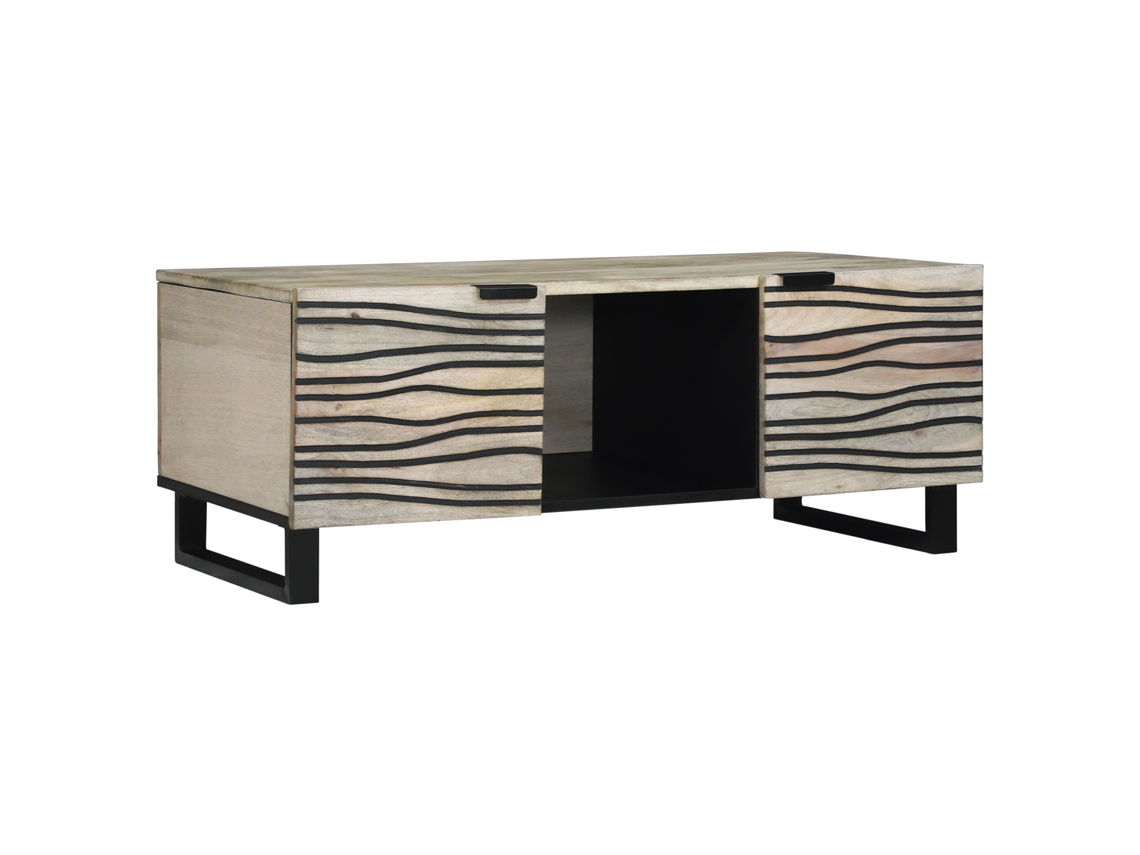 Conjunto 1 Mesa De Centro Vidaxl Branco Madeira De Mangueira Maciça (100 X 54 X 40 Cm)