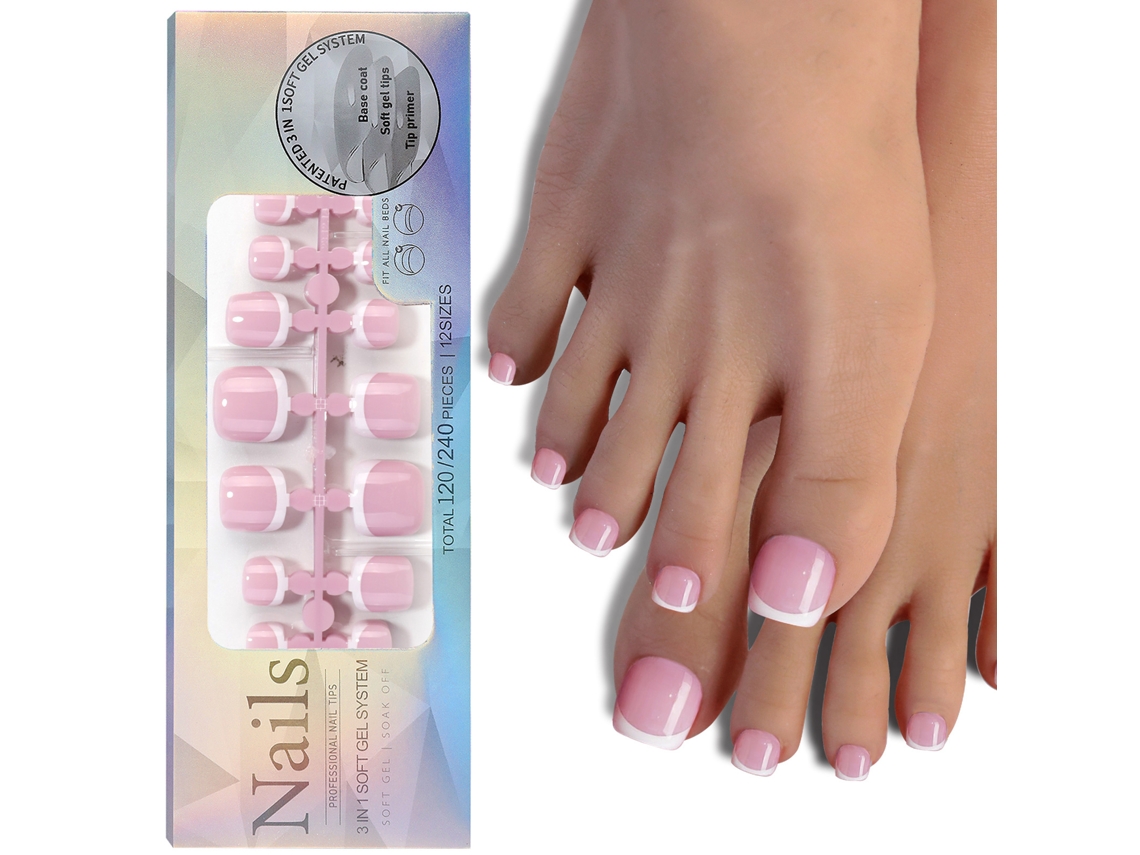 120 Unhas Postiças em Gel para Francesinha, 12 Tamanhos, com Base e Primer para Unhas Decoradas DIY