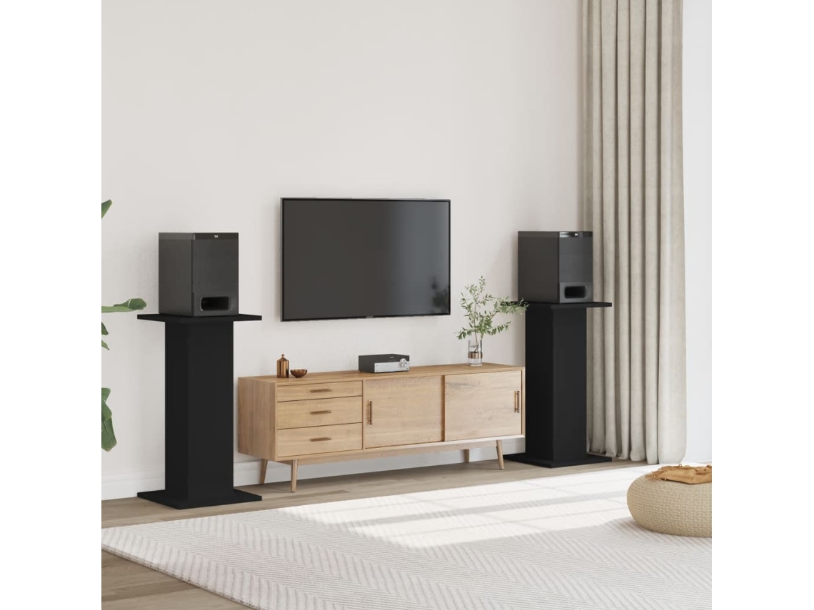 Vidaxl Suportes De Colunas 2 Pcs 30x30x80 Cm Derivados Madeira Preto